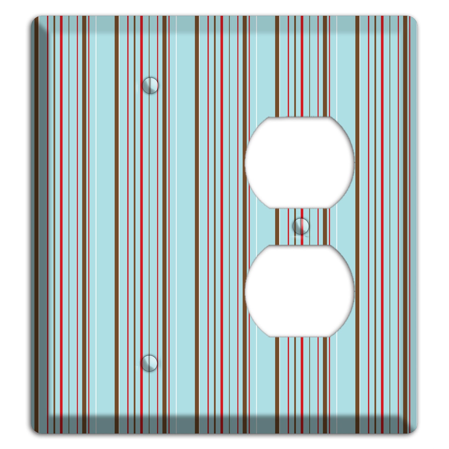 Dusty Blue with Red and Brown Vertical Stripes Blank / Duplex Wallplate