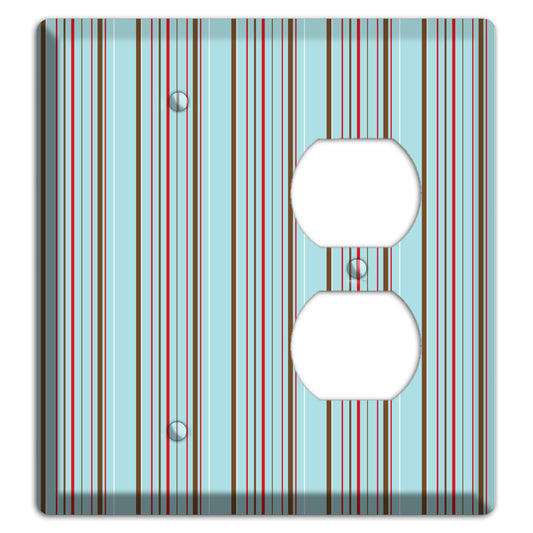 Dusty Blue with Red and Brown Vertical Stripes Blank / Duplex Wallplate