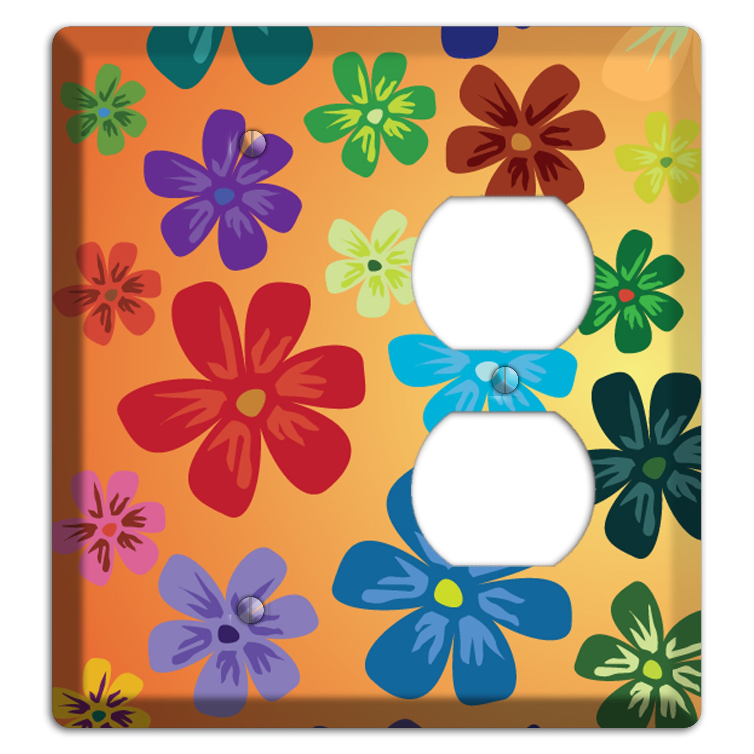 Brown Flowers Blank / Duplex Wallplate