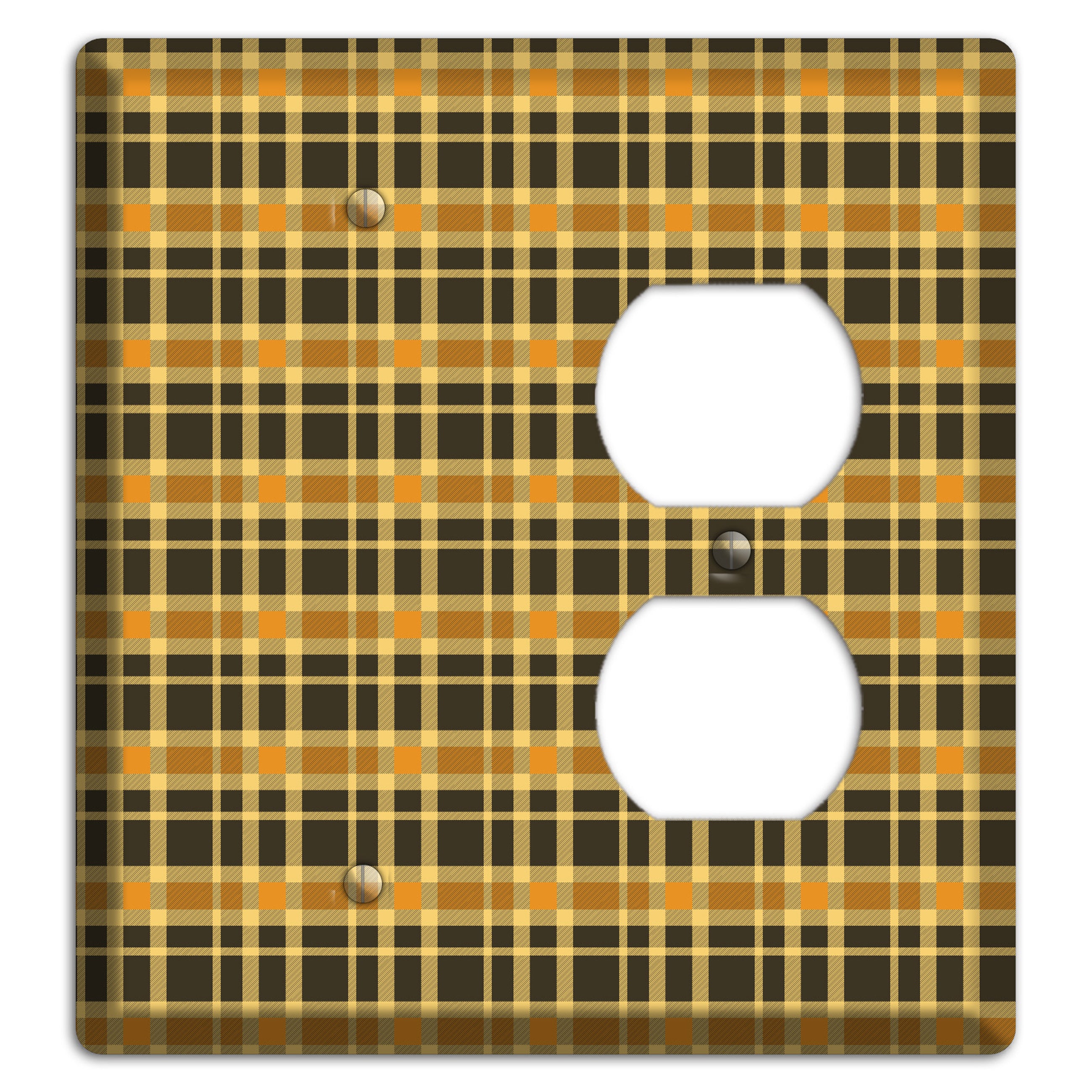 Mustard and Black Plaid Blank / Duplex Wallplate