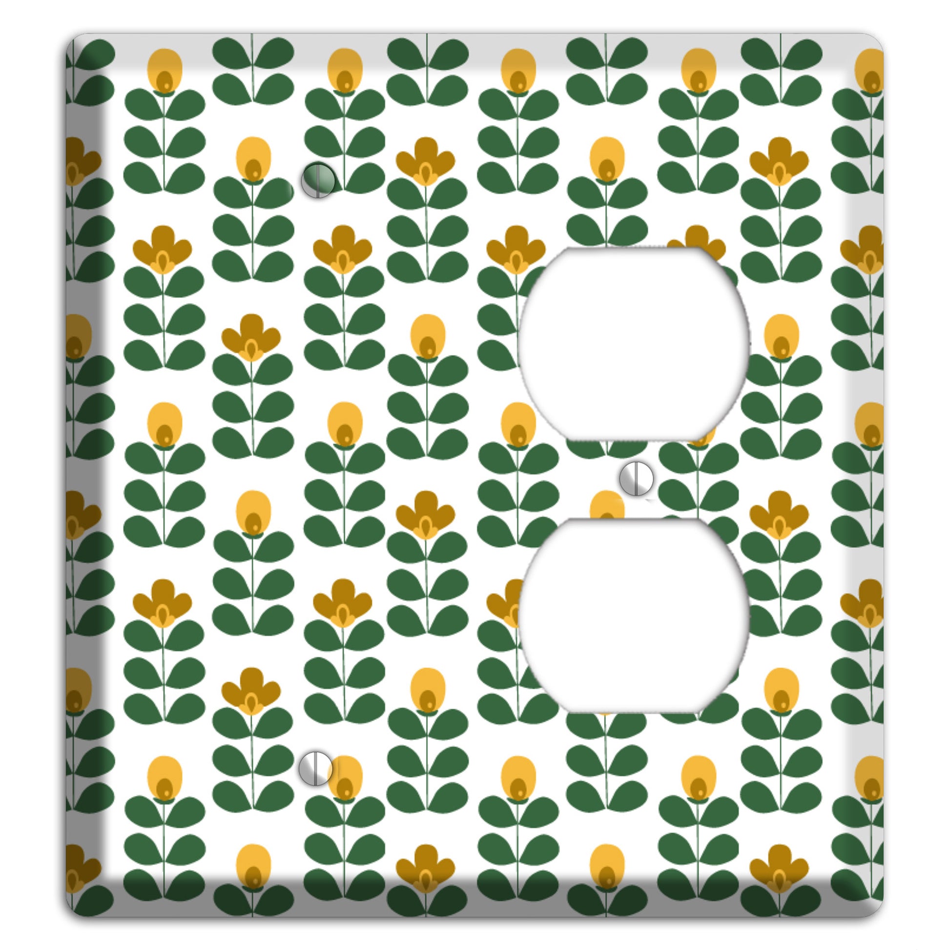 Dark Green Deco Floral Half Drop Blank / Duplex Wallplate