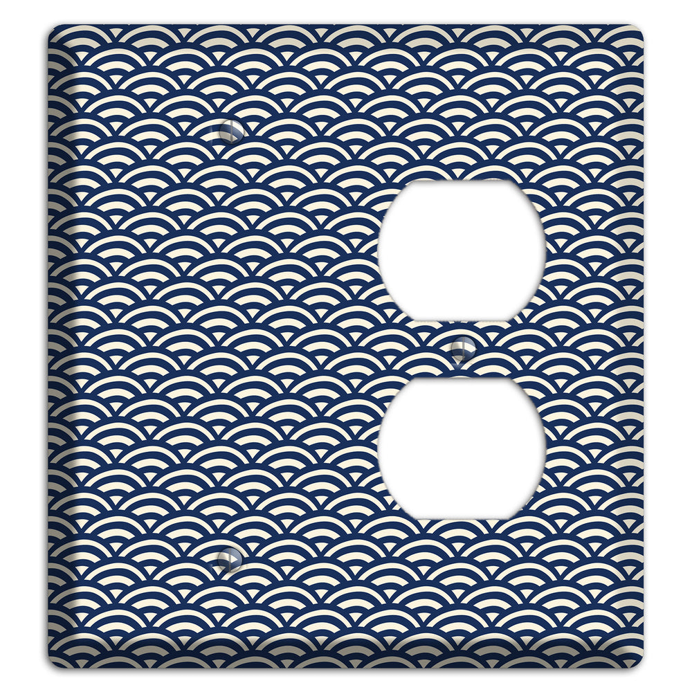 Navy Scallop Print Blank / Duplex Wallplate