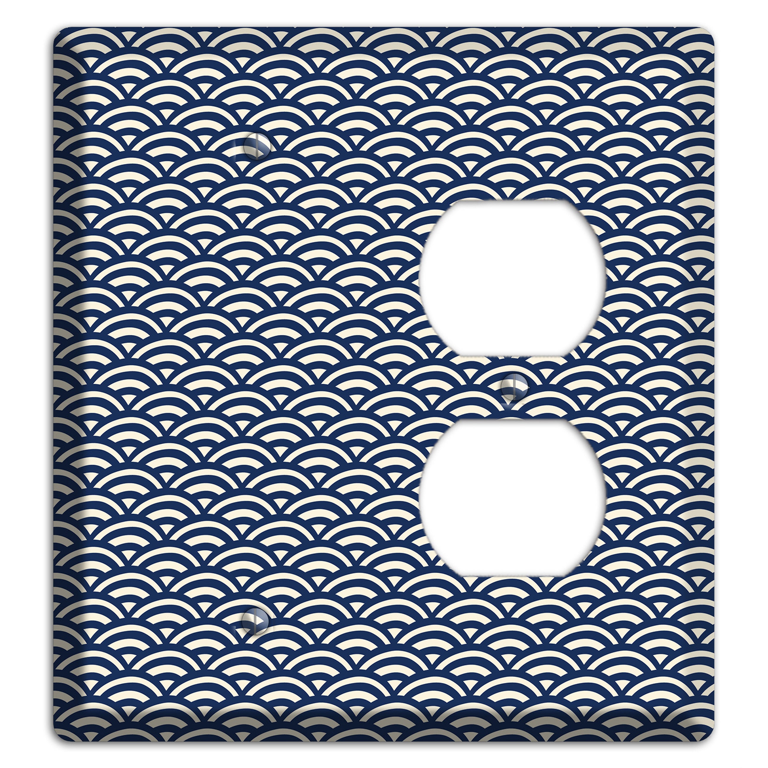 Navy Scallop Print Blank / Duplex Wallplate