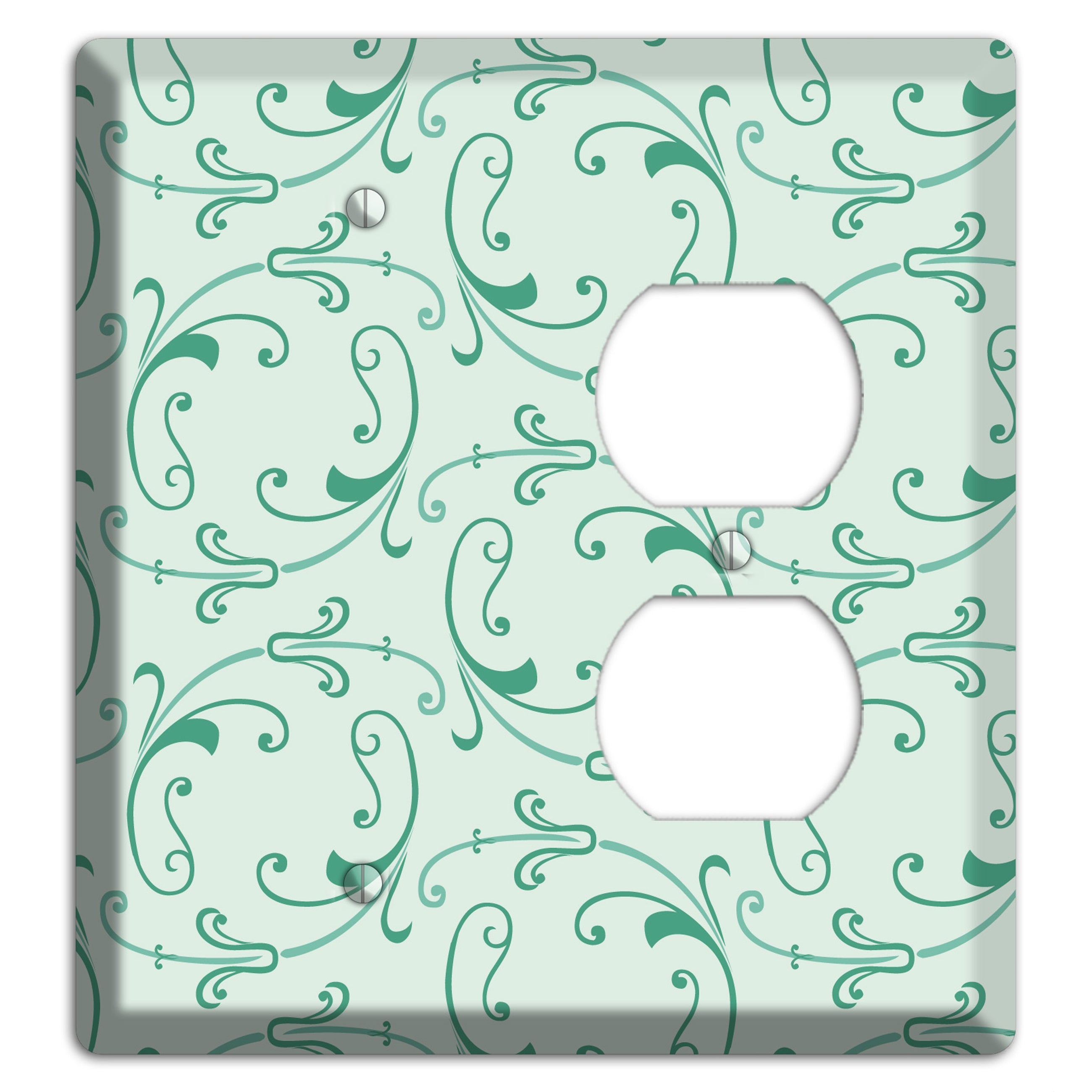 Aqua Victorian Sprig Blank / Duplex Wallplate