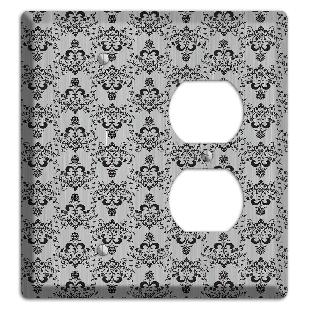 Black Cartouche Half Drop Stainless Steel Blank / Duplex Wallplate