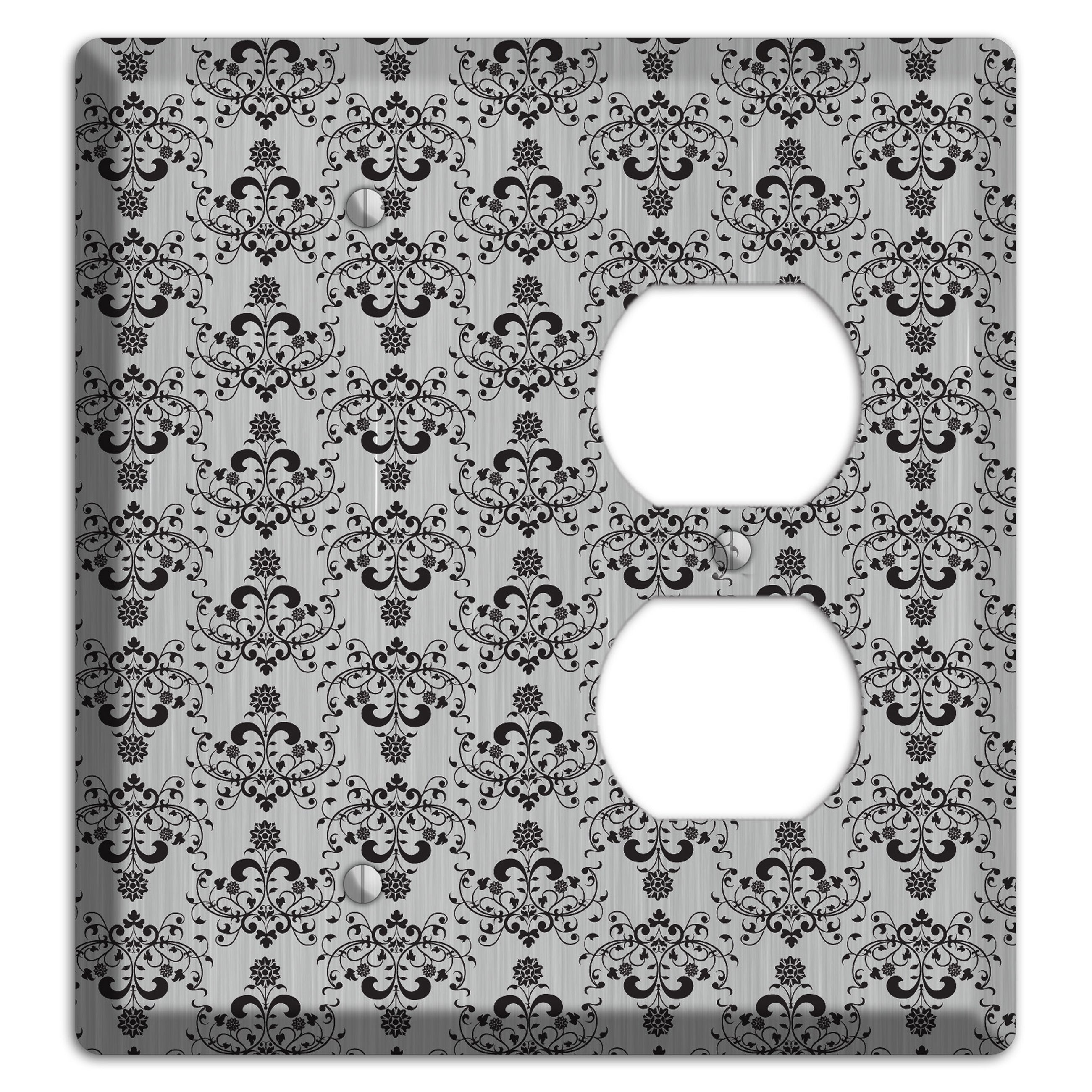 Black Cartouche Half Drop  Stainless Blank / Duplex Wallplate