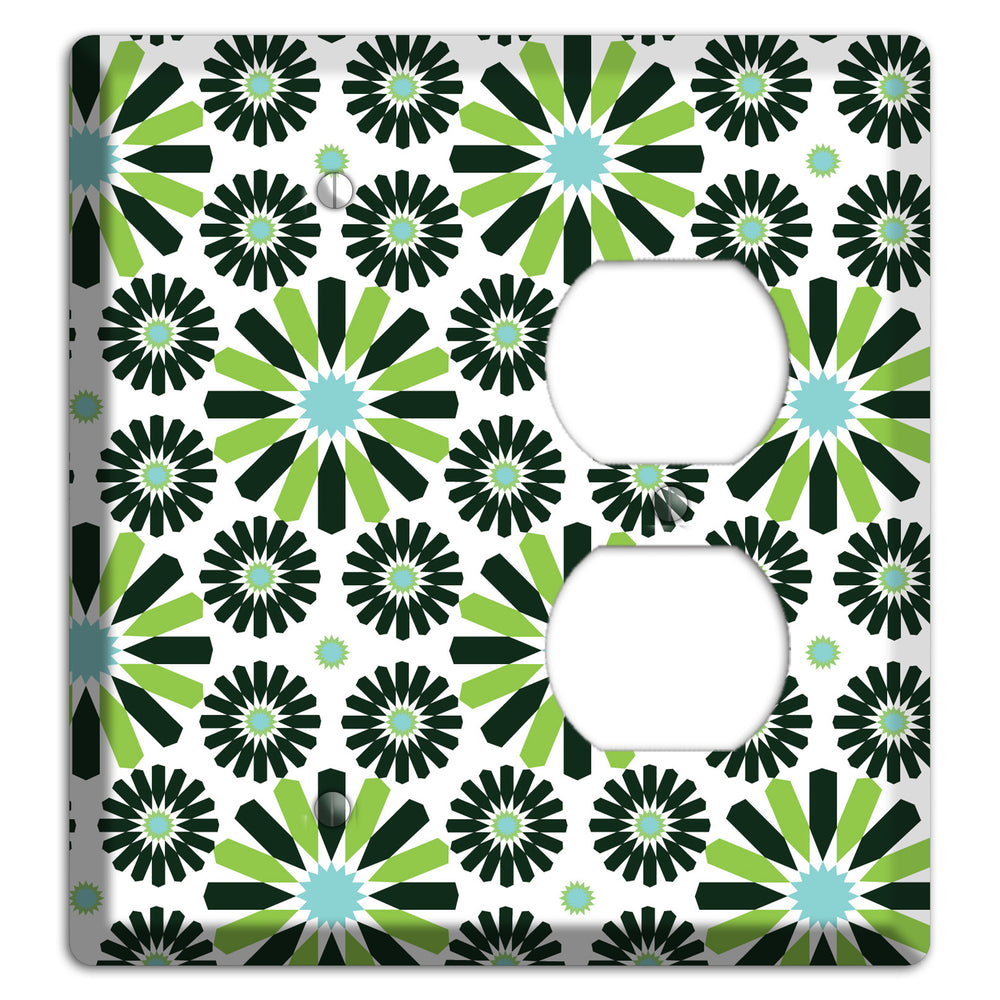 Lime and Teal Scandinavian Floral 2 Blank / Duplex Wallplate