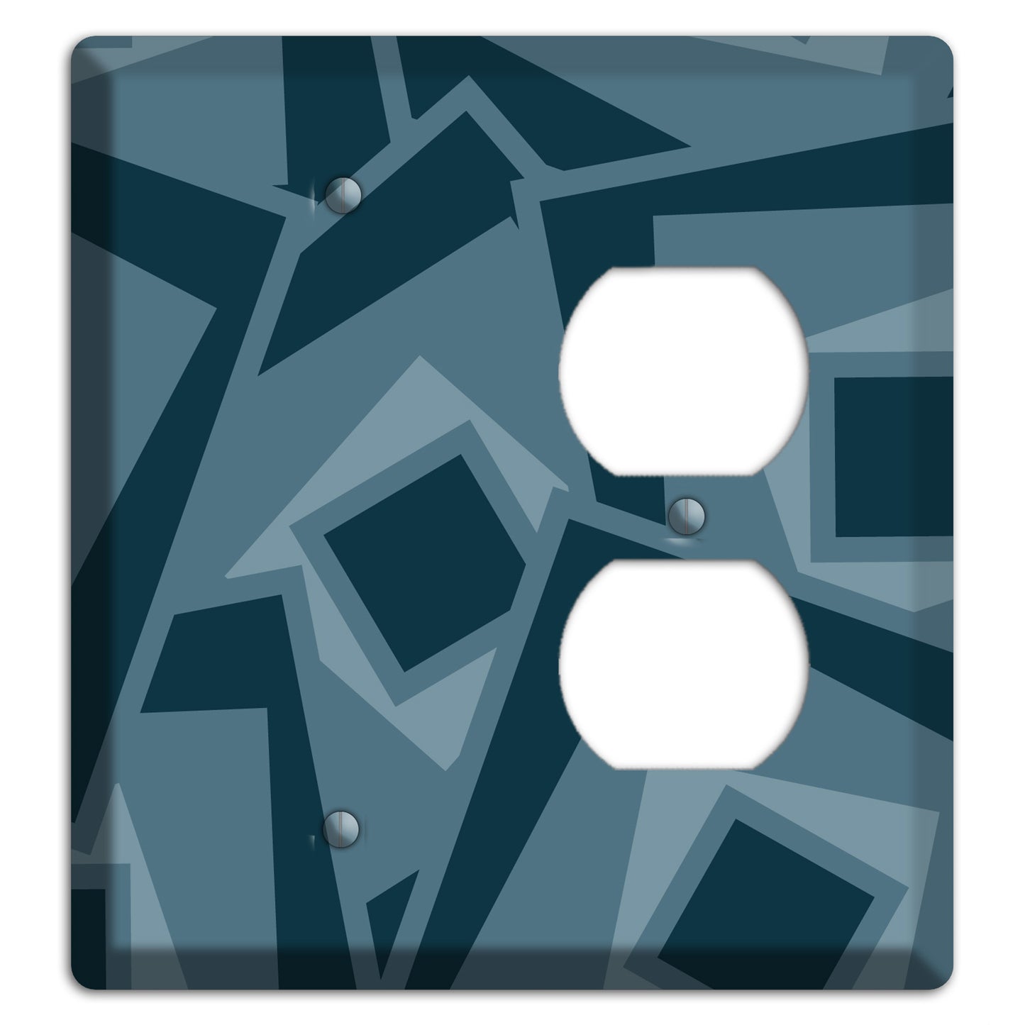 Blue-grey Retro Cubist Blank / Duplex Wallplate