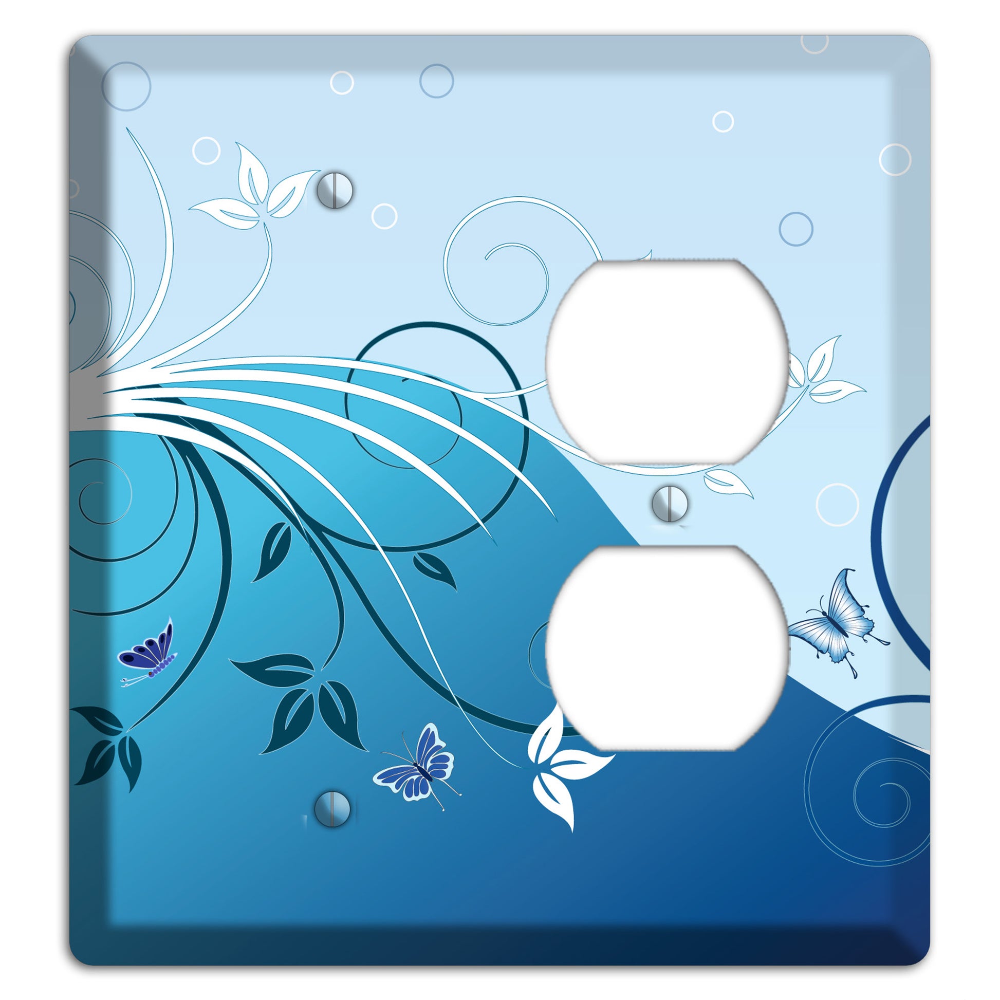 Blue Floral Sprig Blank / Duplex Wallplate