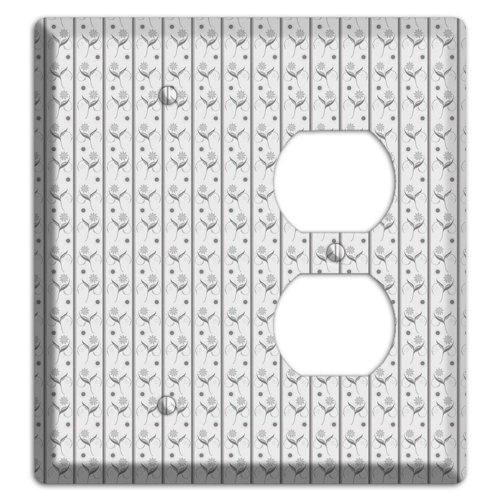 Grey Small Floral Pattern Blank / Duplex Wallplate