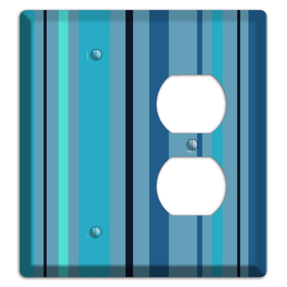 Multi Turquoise Vertical Stripe Blank / Duplex Wallplate