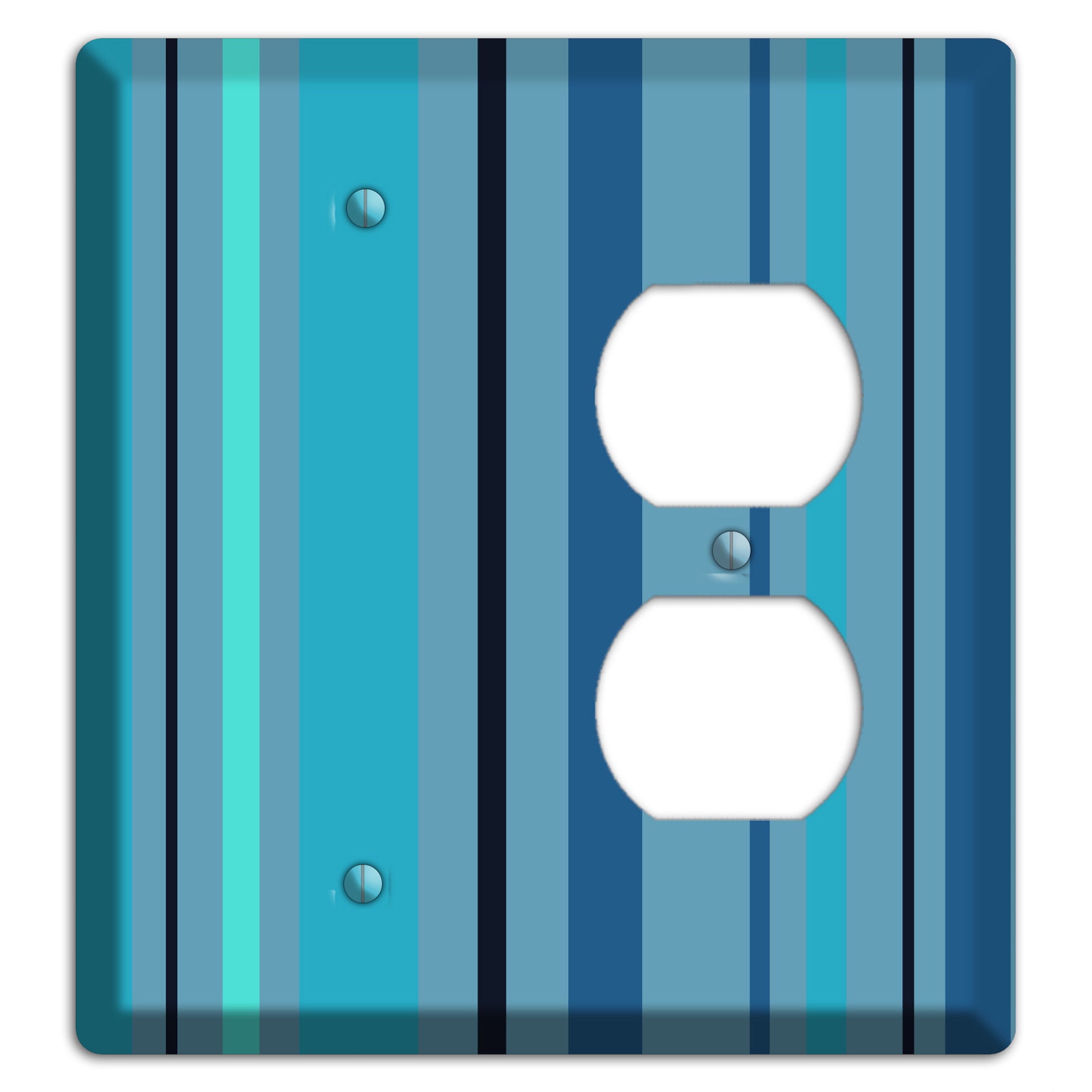 Multi Turquoise Vertical Stripe Blank / Duplex Wallplate