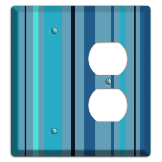 Multi Turquoise Vertical Stripe Blank / Duplex Wallplate
