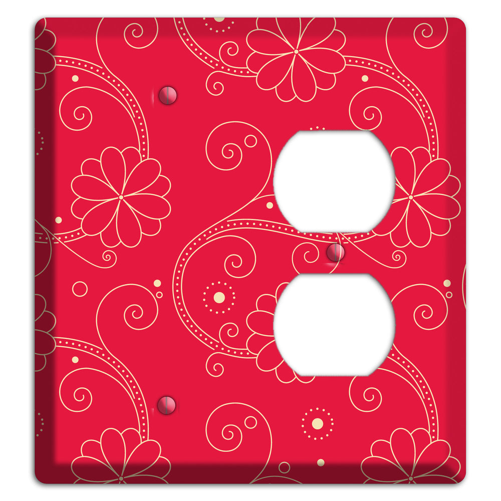 Red Floral Swirl Blank / Duplex Wallplate