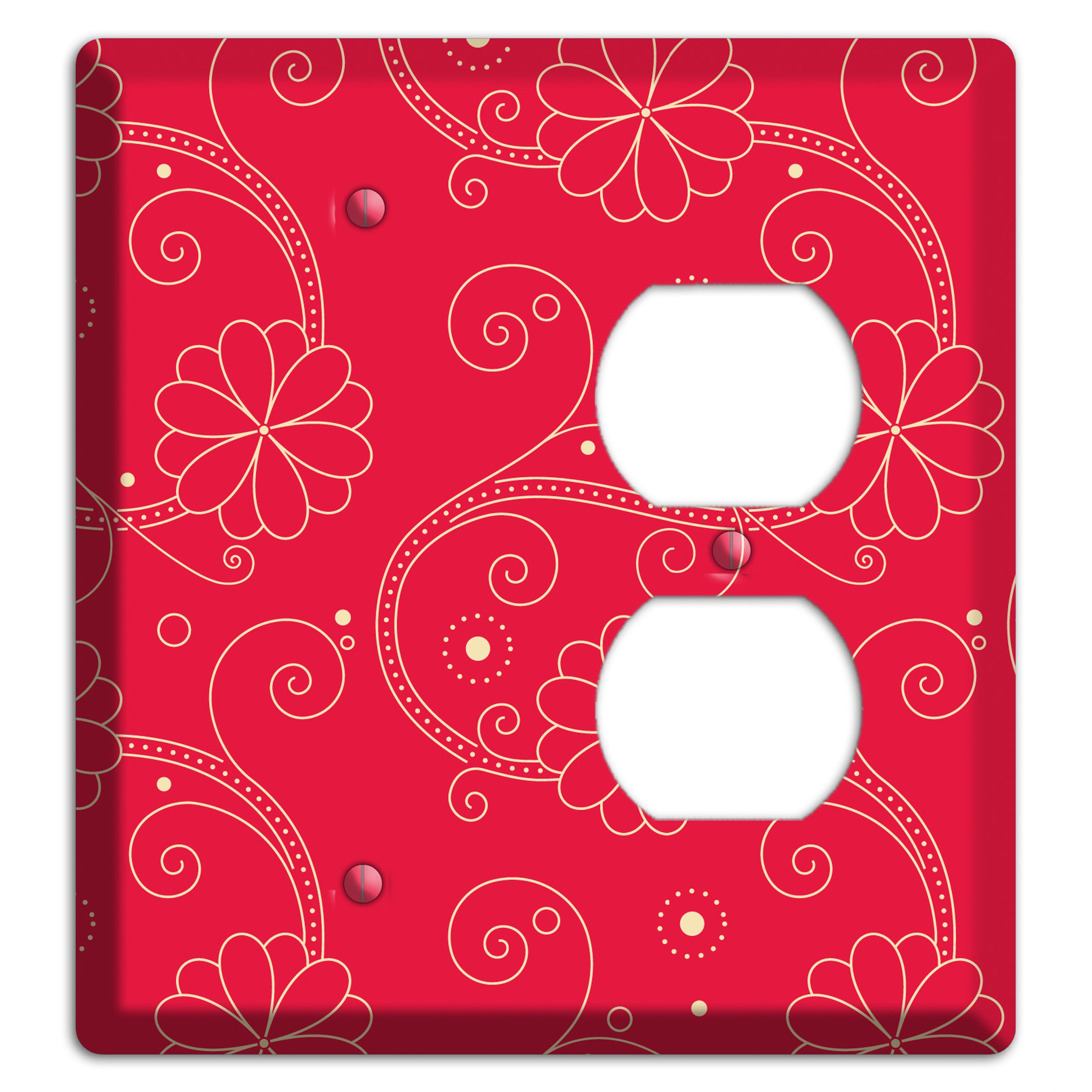 Red Floral Swirl Blank / Duplex Wallplate