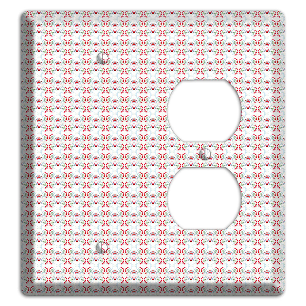 White with Red Blue Tapestry Blank / Duplex Wallplate