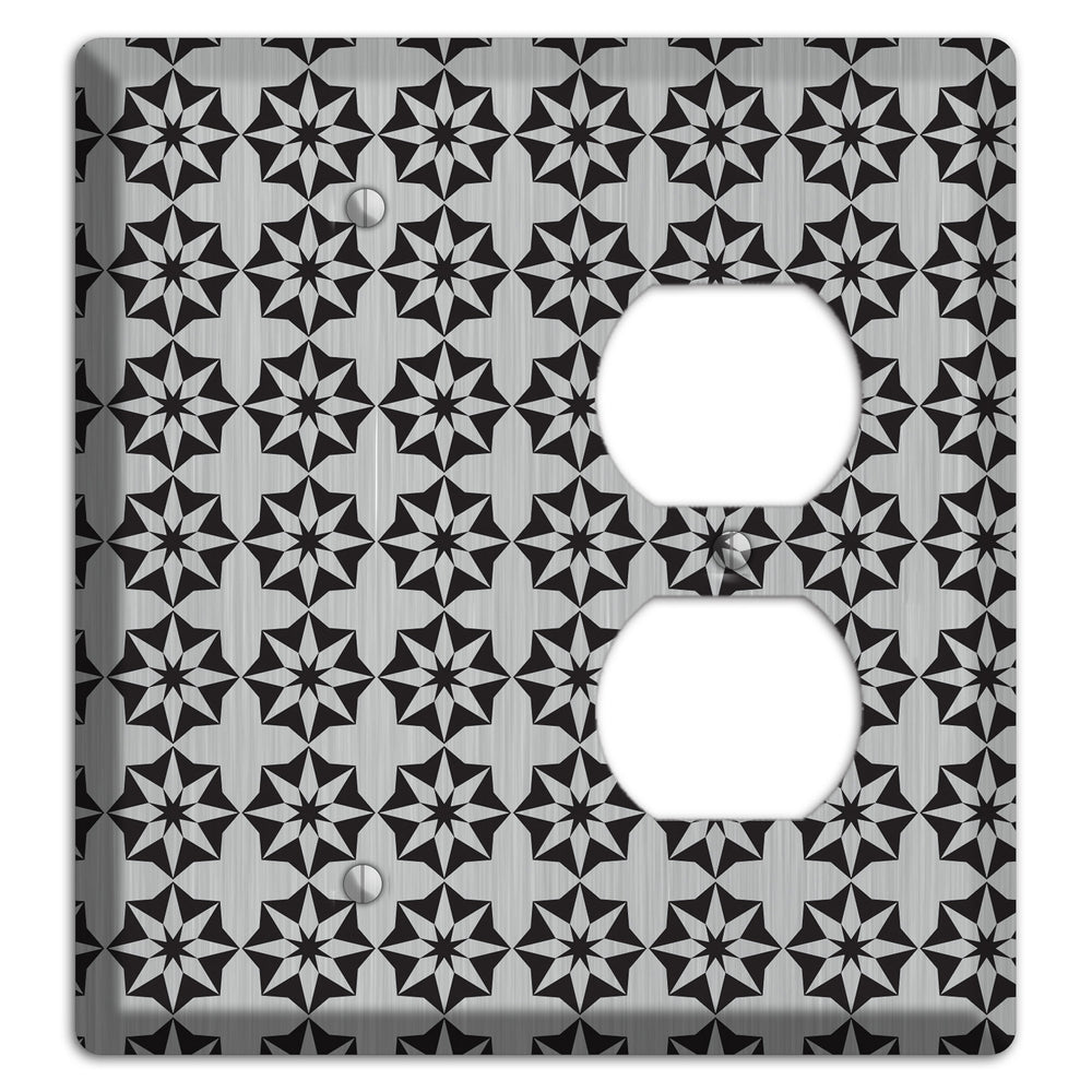 Stainless Steel with Black Foulard Blank / Duplex Wallplate