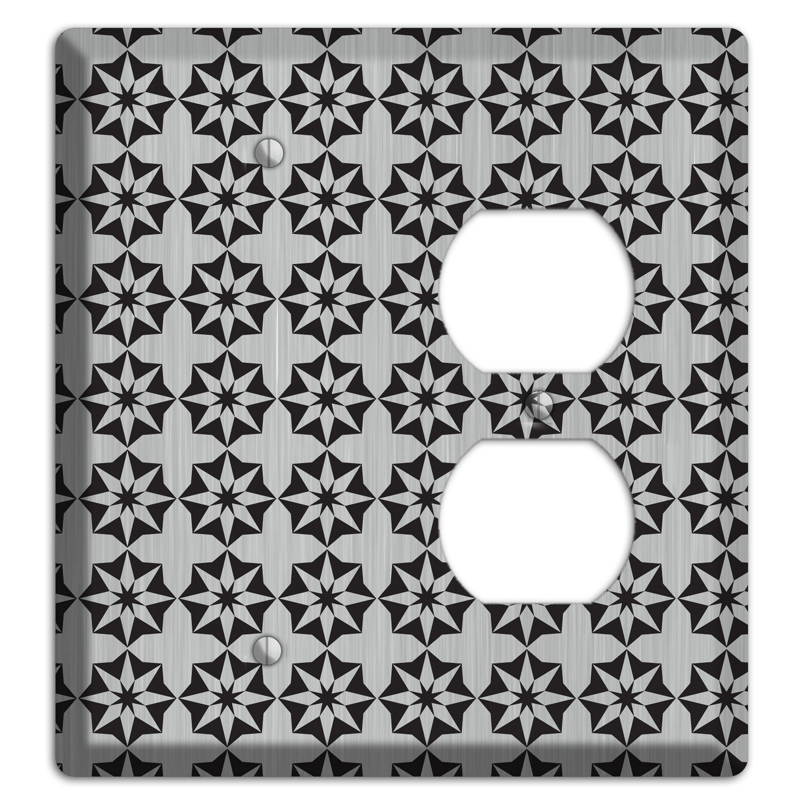 Stainless with Black Foulard Blank / Duplex Wallplate