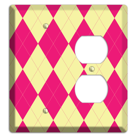 Pink and Yellow Argyle Blank / Duplex Wallplate