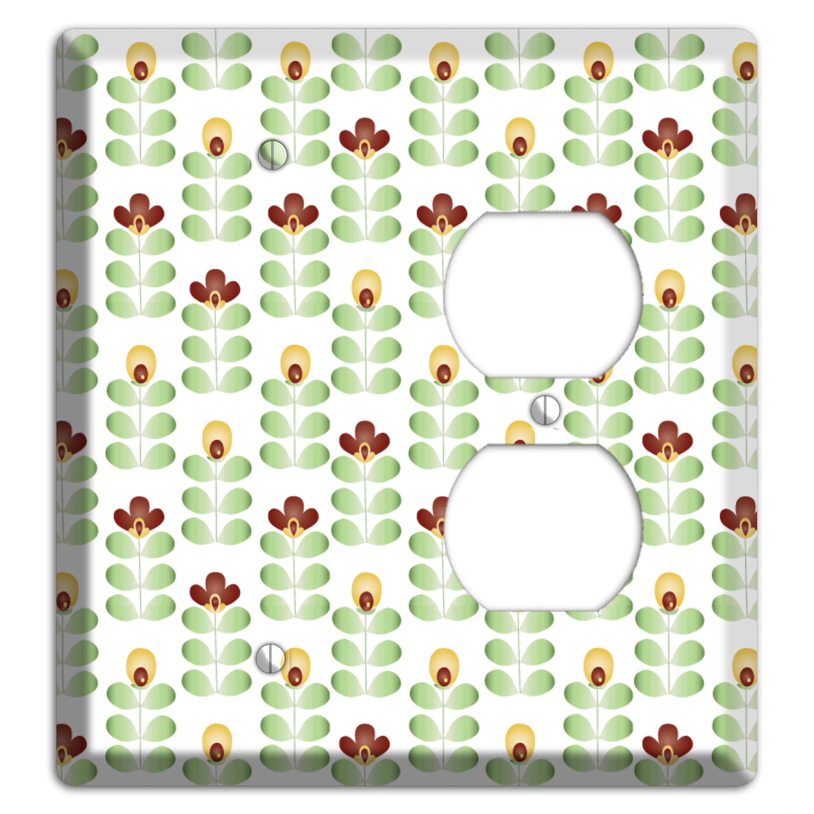 Burgundy Deco Floral Half Drop Blank / Duplex Wallplate