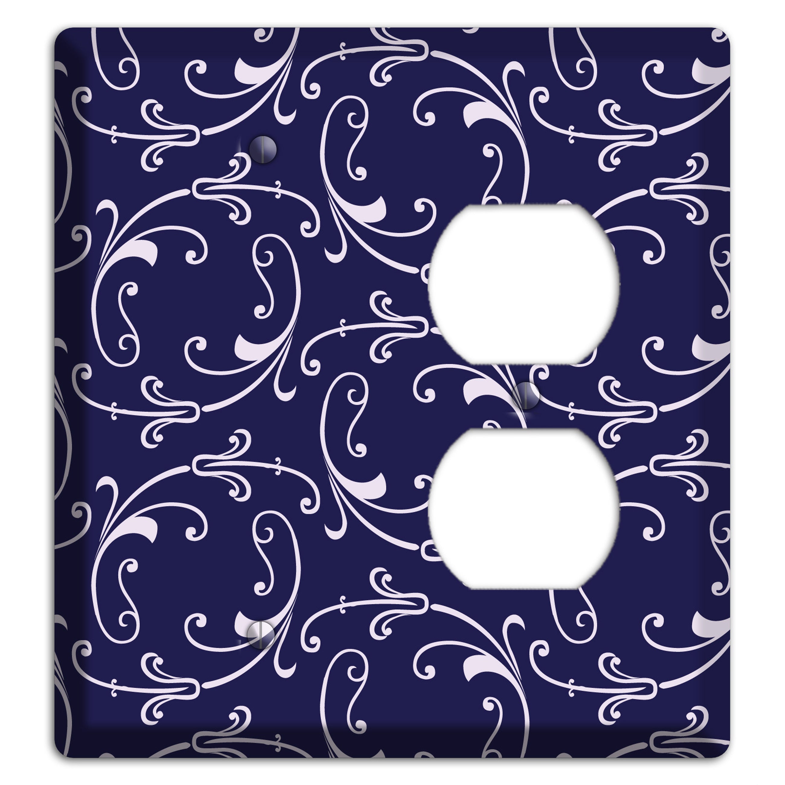 Navy Victorian Sprig Blank / Duplex Wallplate