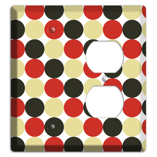 Beige Red Black Tiled Dots Blank / Duplex Wallplate