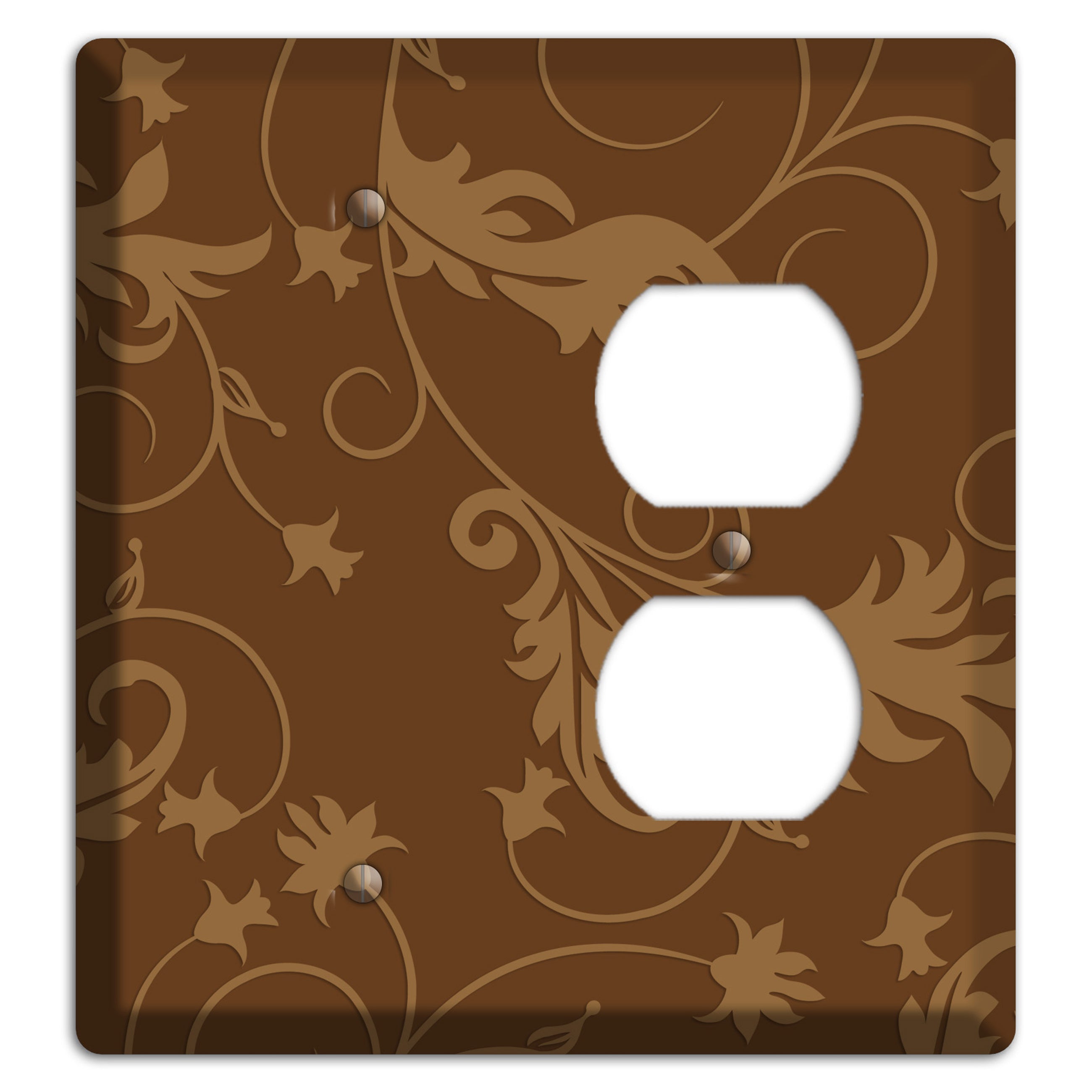 Brown Victorian Sprig Blank / Duplex Wallplate