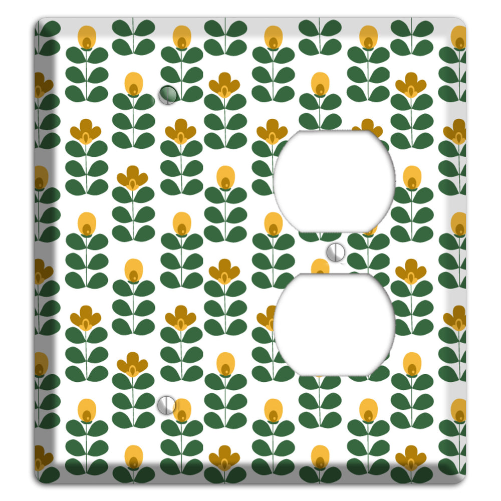 Multi Mustard Deco Floral Half Drop Blank / Duplex Wallplate