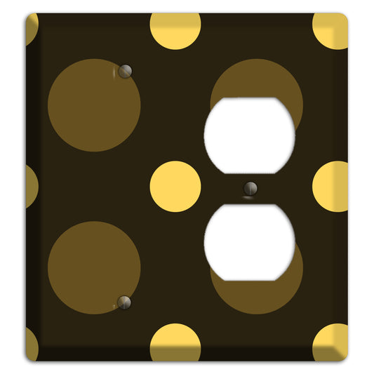 Brown with Brown and Yellow Multi Medium Polka Dots Blank / Duplex Wallplate