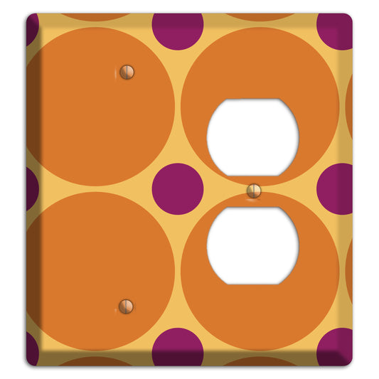 Orange with Umber and Plum Multi Tiled Large Dots Blank / Duplex Wallplate