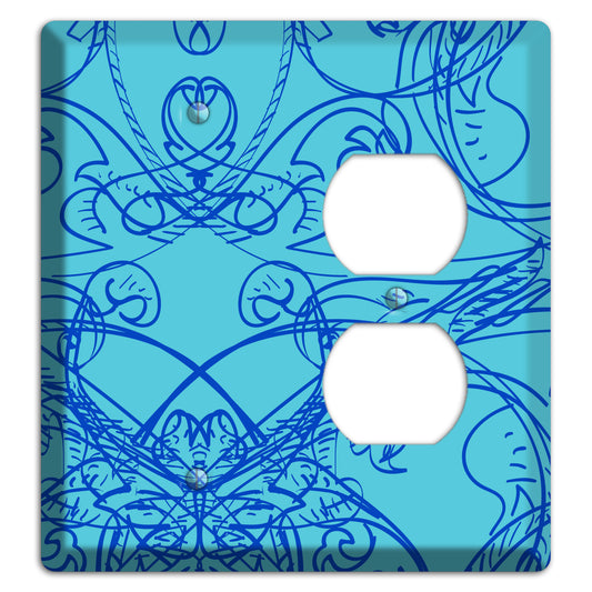 Turquoise Deco Sketch Blank / Duplex Wallplate