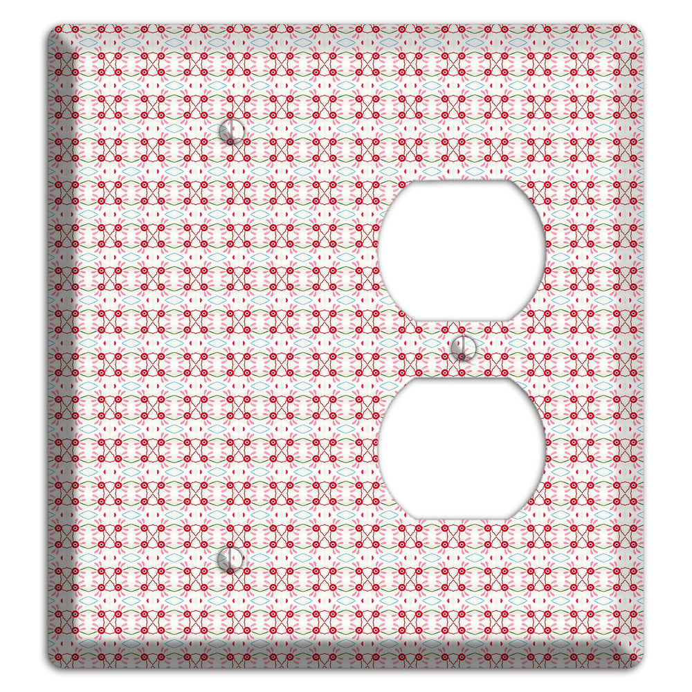 White with Red Ball and Stick Tapestry Blank / Duplex Wallplate