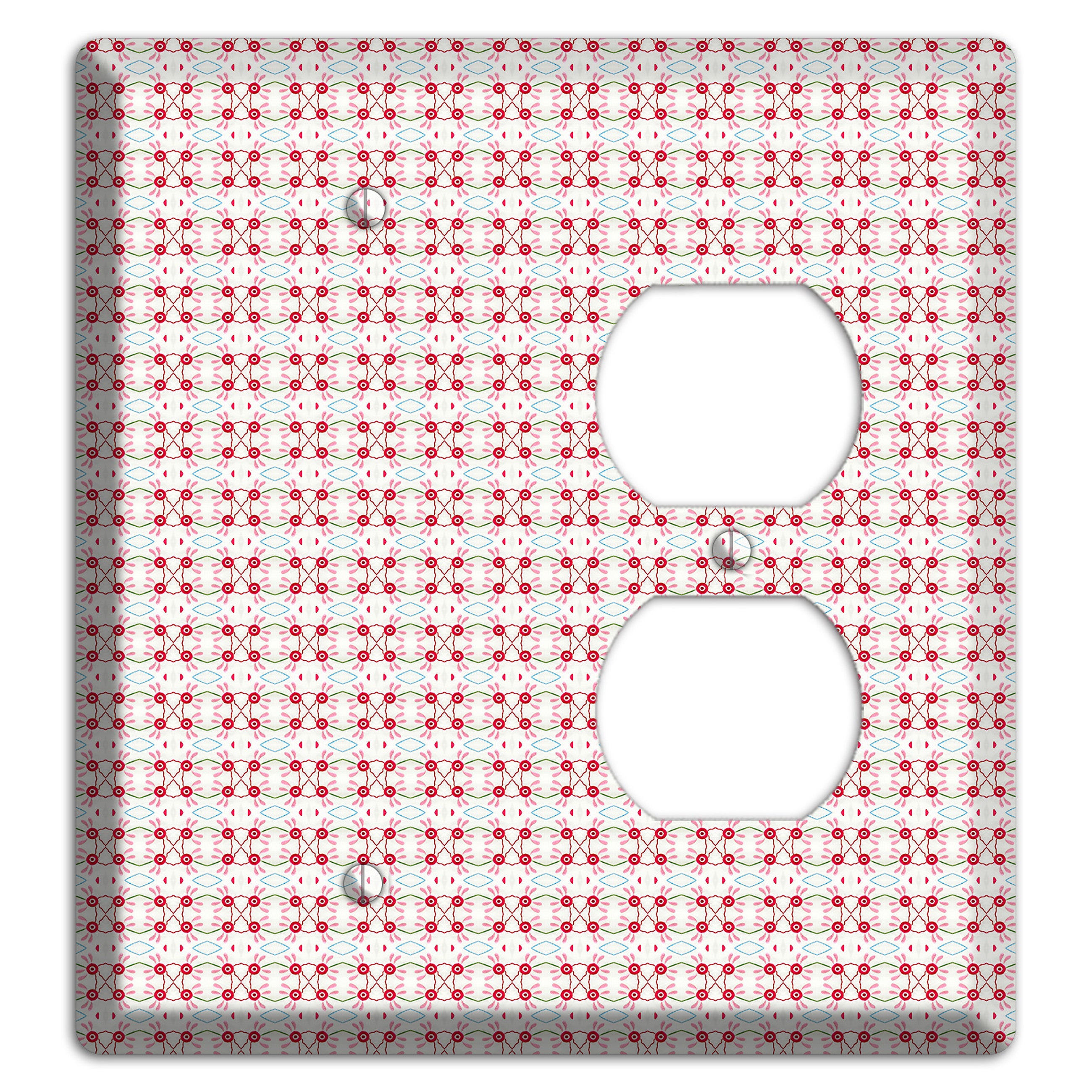 White with Red Ball and Stick Tapestry Blank / Duplex Wallplate