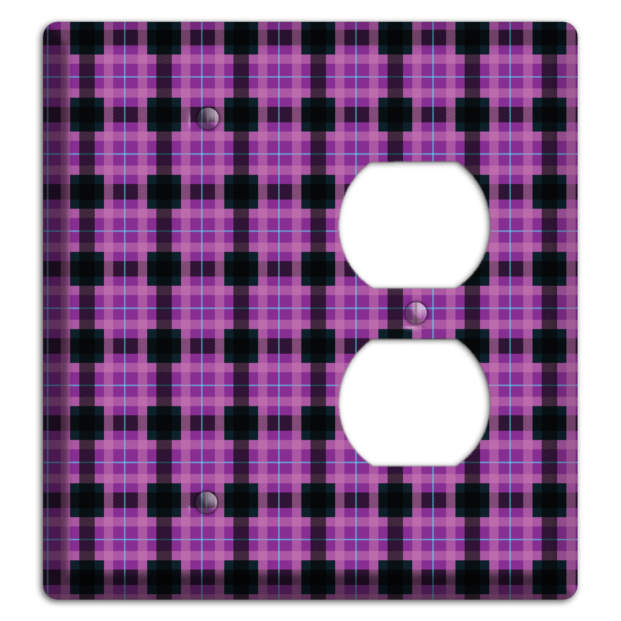 Purple and Black Plaid Blank / Duplex Wallplate