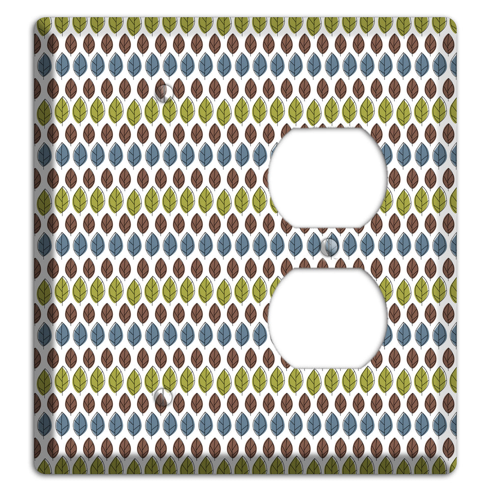 Sage Brown Dusty Blue Leaf Contour Blank / Duplex Wallplate