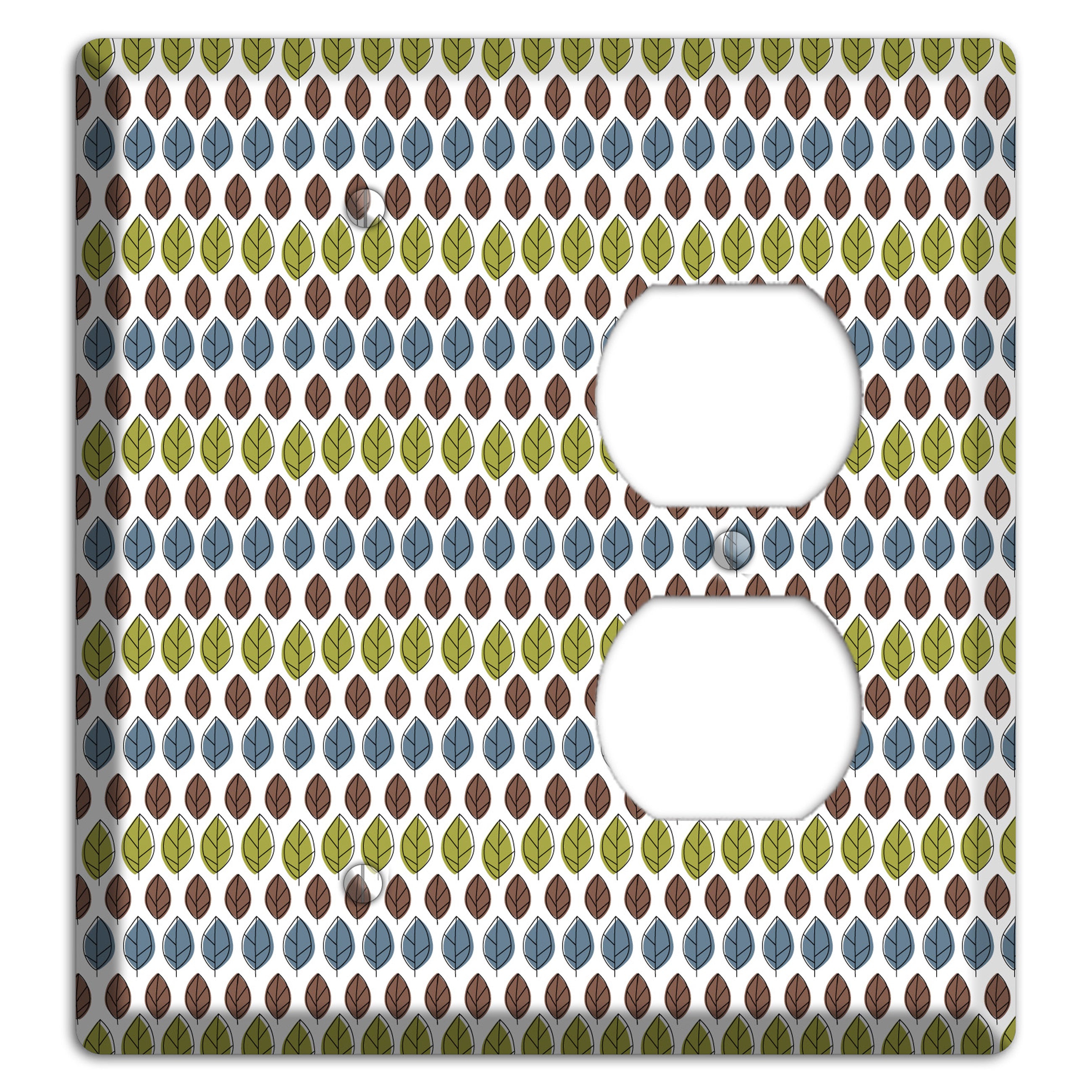 Sage Brown Dusty Blue Leaf Contour Blank / Duplex Wallplate