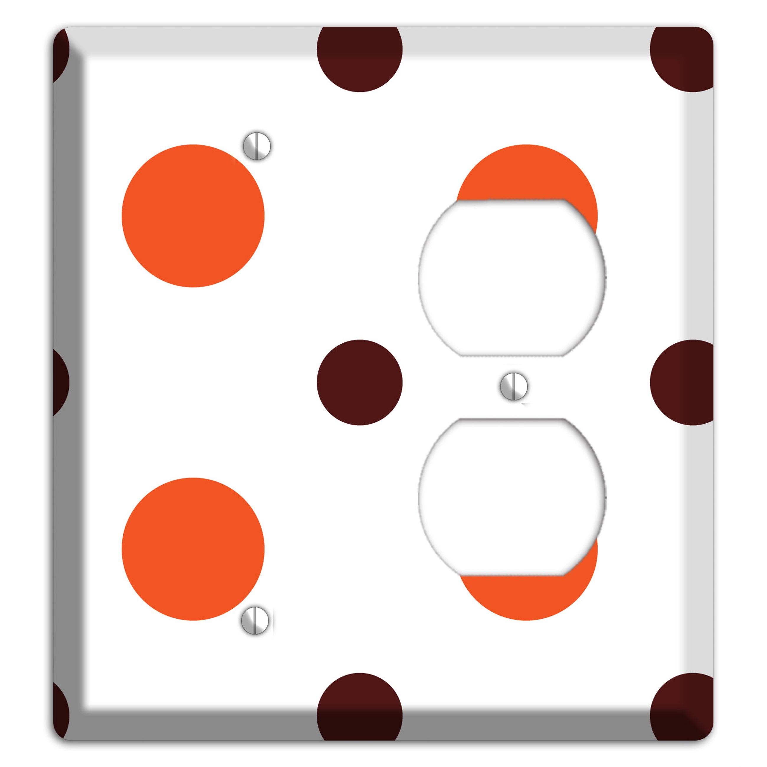 Coral and Brown Multi Medium Polka Dots Blank / Duplex Wallplate