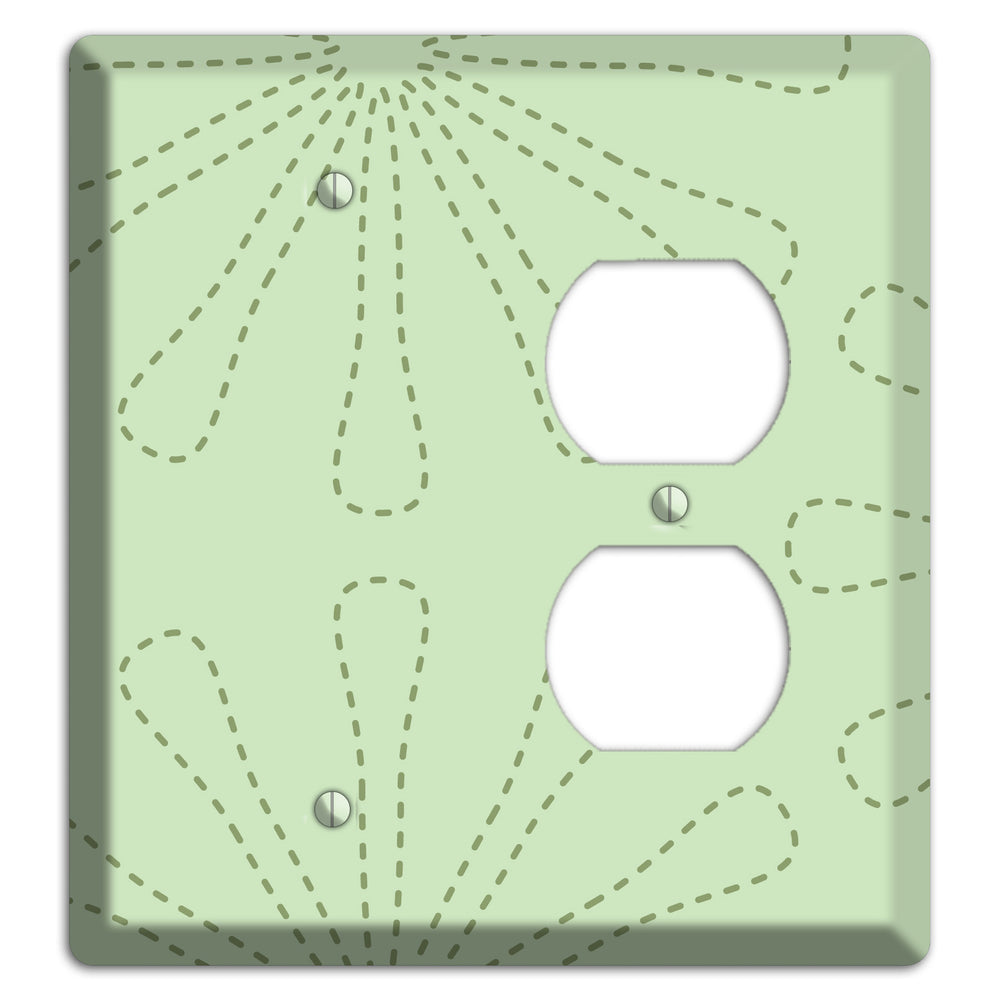 Sage Retro Stipple Floral Contour Blank / Duplex Wallplate