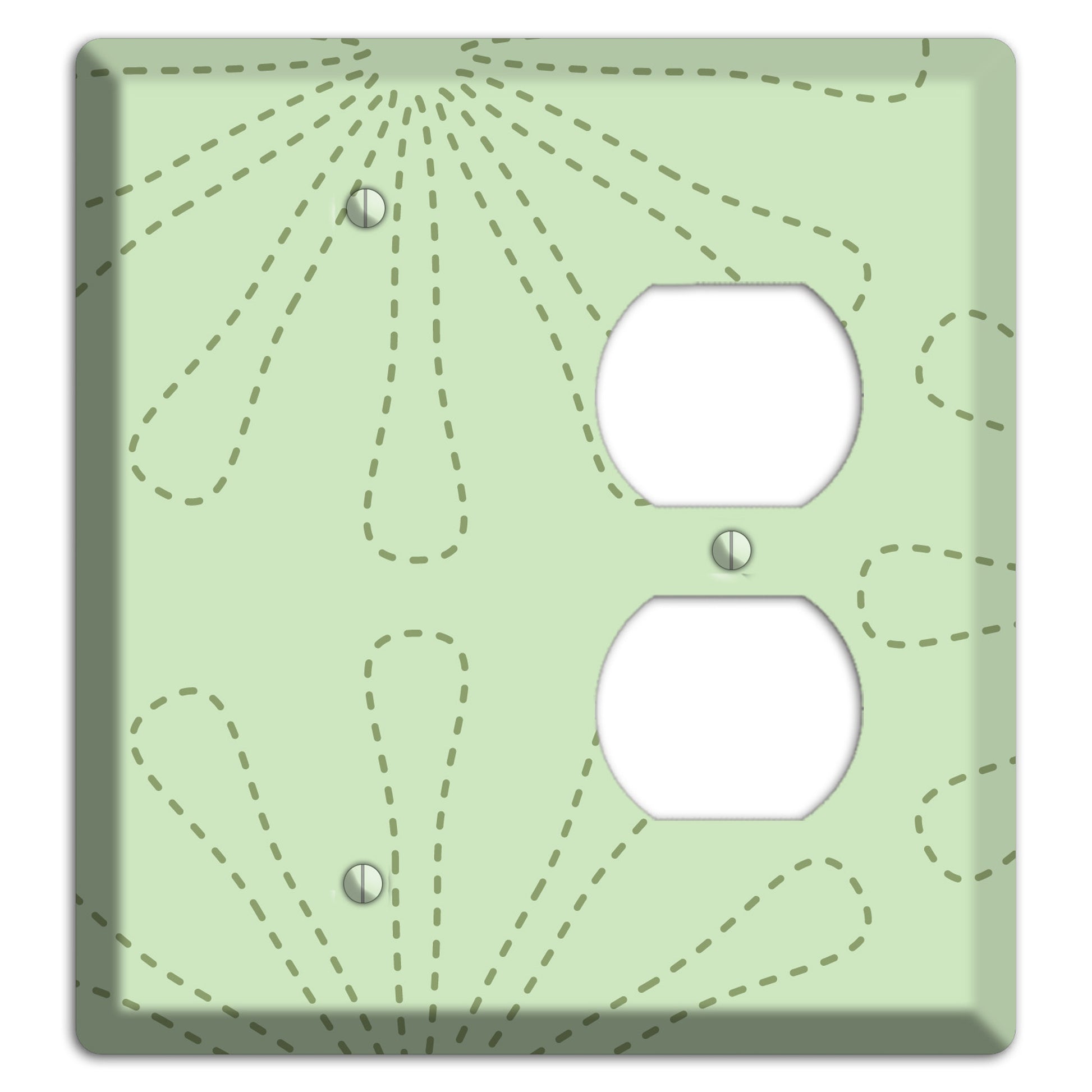Sage Retro Stipple Floral Contour Blank / Duplex Wallplate