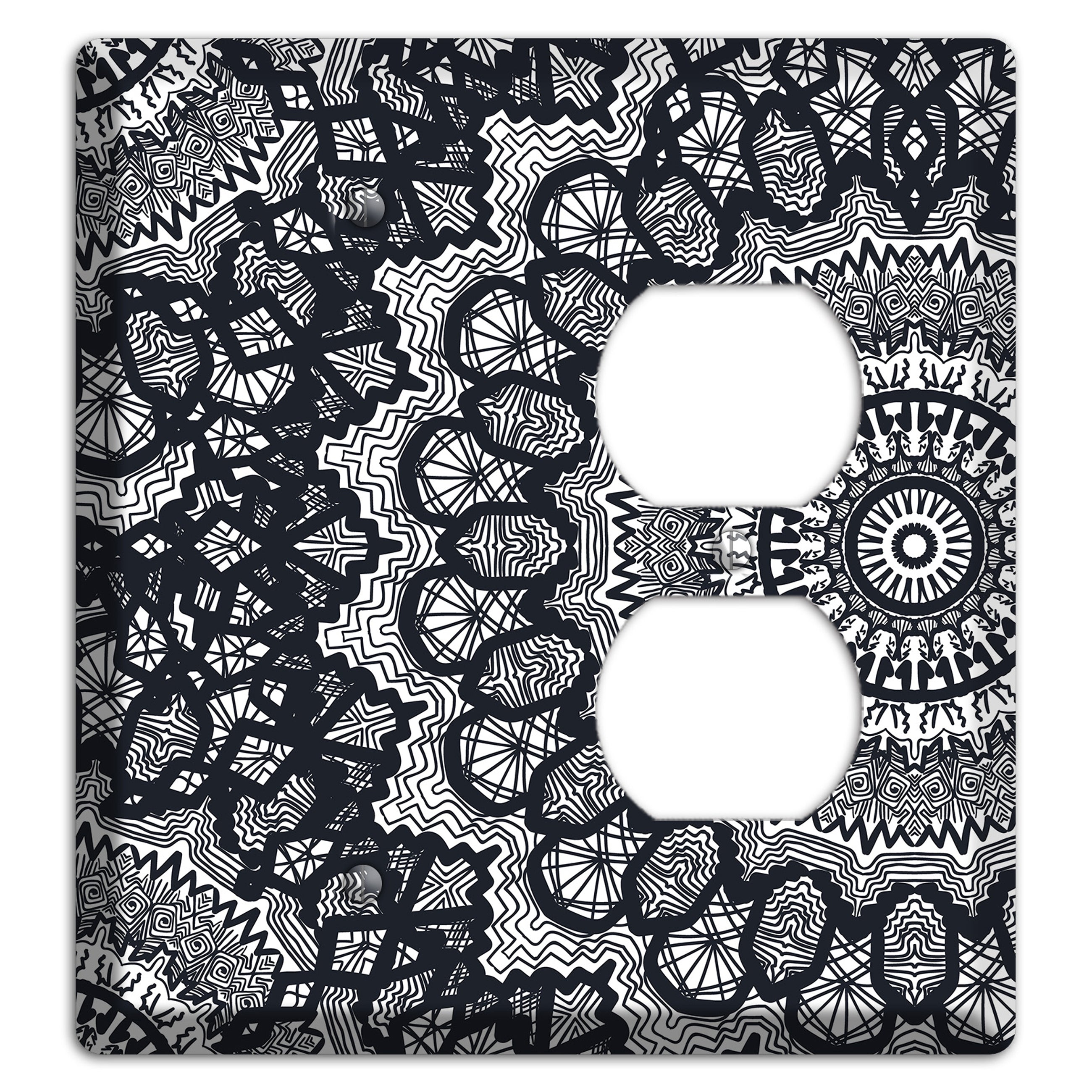 Mandala Black and White Style T Cover Plates Blank / Duplex Wallplate