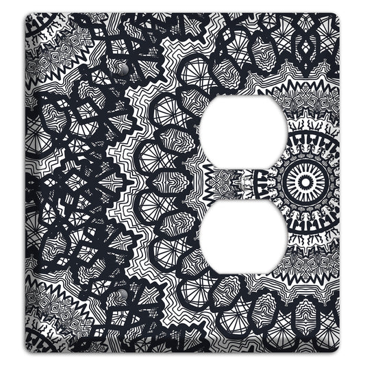 Mandala Black and White Style T Cover Plates Blank / Duplex Wallplate