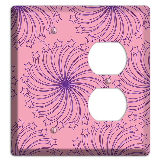 Pink with Purple Star Swirl Blank / Duplex Wallplate