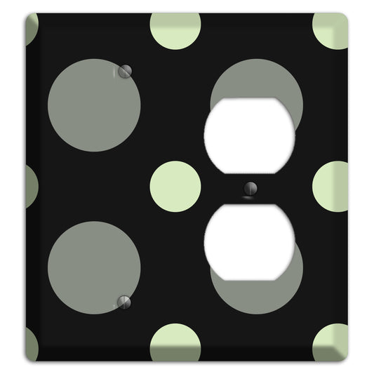 Black with Grey and Sage Multi Medium Polka Dots Blank / Duplex Wallplate