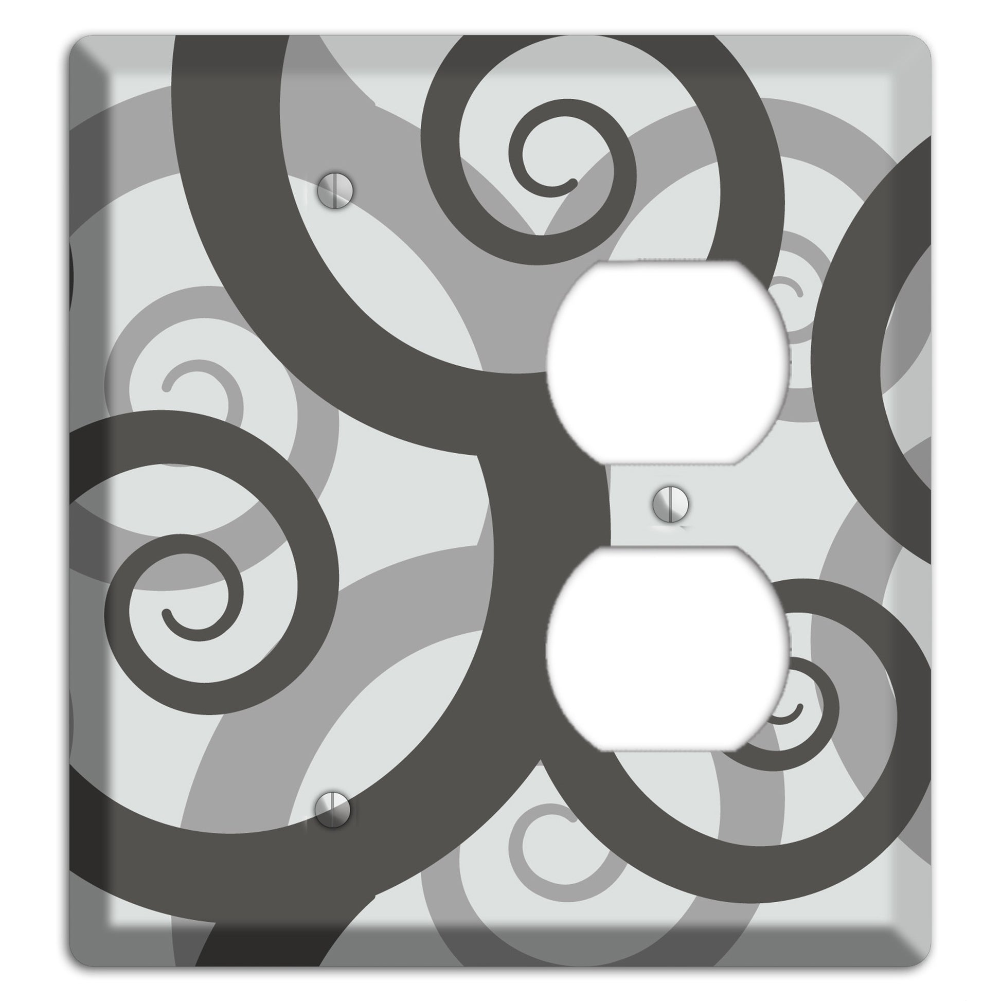 Grey with Black Large Swirl Blank / Duplex Wallplate