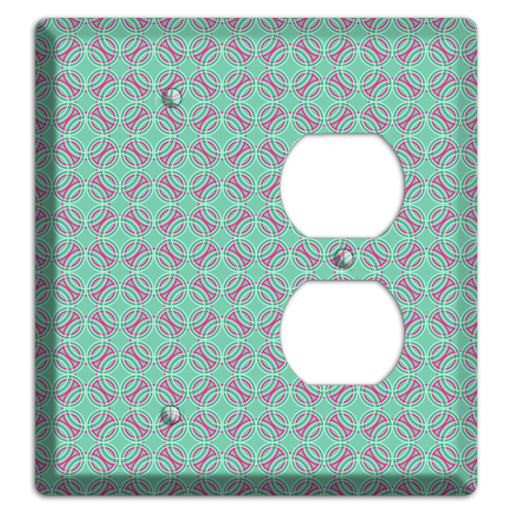 Multi Aqua with Fuschia Concentric Circles Overlay Blank / Duplex Wallplate