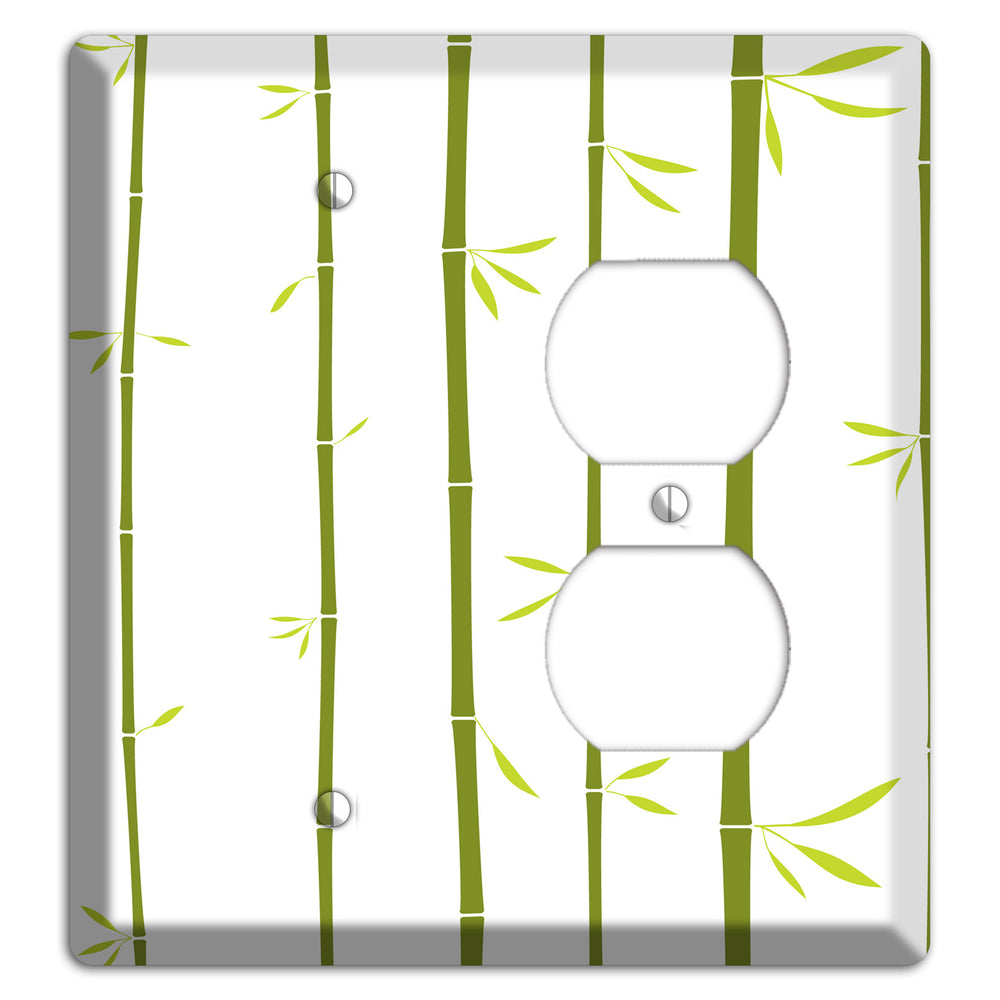 Green And White Bamboo Blank / Duplex Wallplate