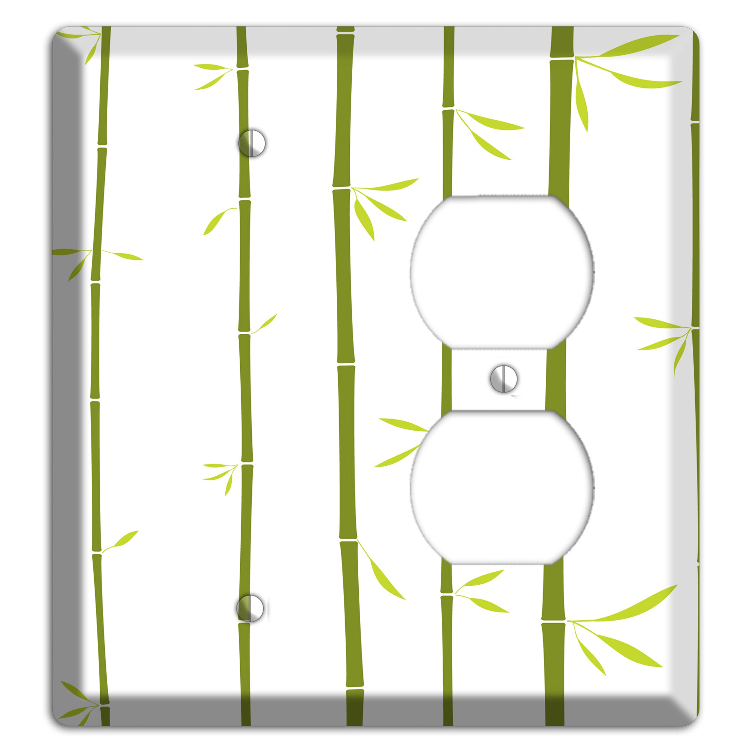 Green And White Bamboo Blank / Duplex Wallplate