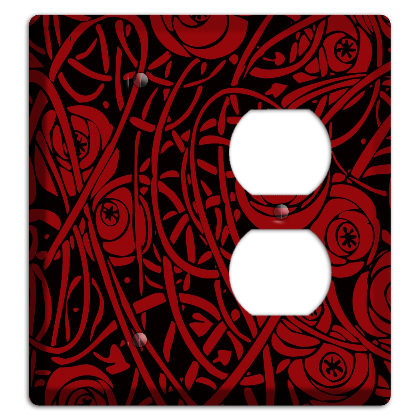 Red Deco Floral Blank / Duplex Wallplate