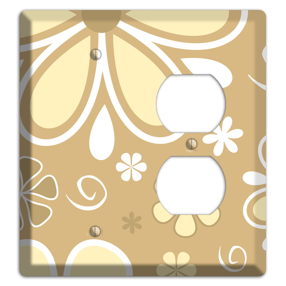 Beige Retro Flowers Blank / Duplex Wallplate