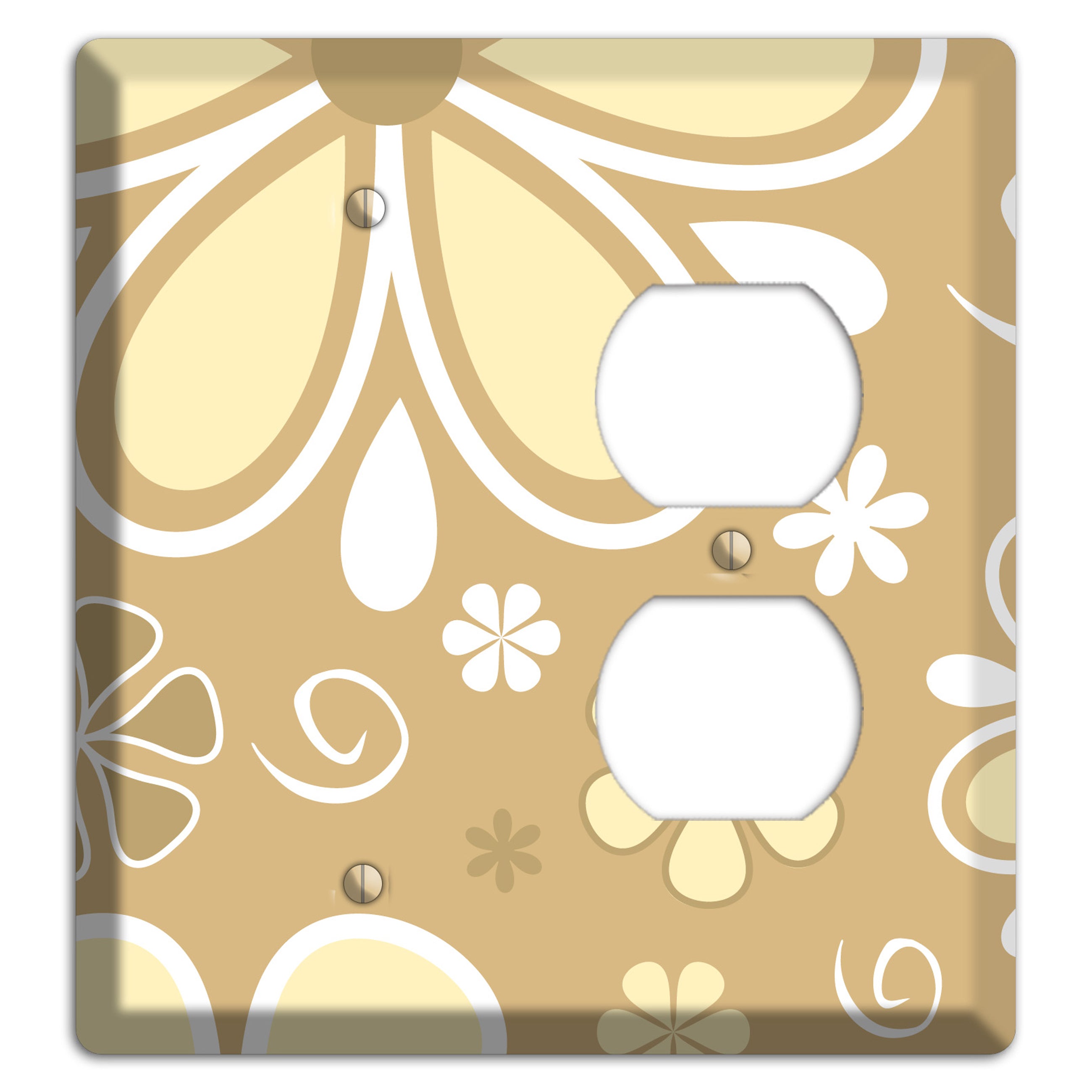 Beige Retro Flowers Blank / Duplex Wallplate